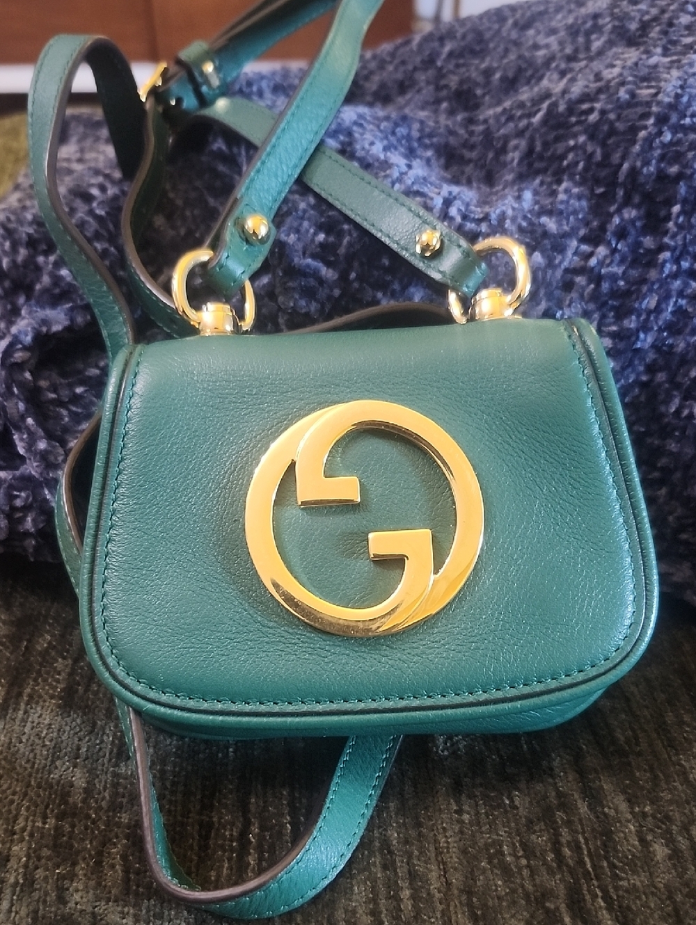 Gucci Blondie Interlocking G Green Mini Leather Crossbody Shoulder Bag - Picture 15 of 16